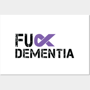 Fuck Dementia Awareness Gift Purple Ribbon Support Warrior Posters and Art